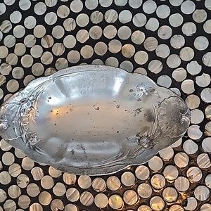 Antique Art Nouveau Pewter Oval Serving Bowl, Dish, Platter